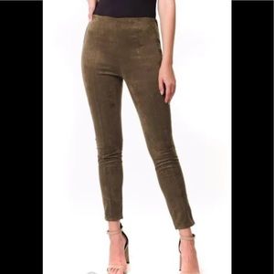 Revamped NEW Faux Suede High Waist Minimalist‎ Leggings Stretch Pants Olive Soft